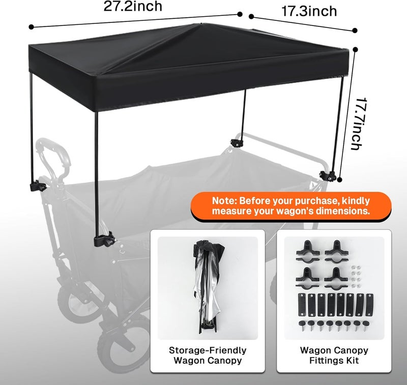 VOONKE Wagon Canopy Cover Garden Push Awning Portable Outdoor Stroller Accessories Awning for Garden Wagon,Shopping,Camping (Suitable for Folded,Gathering Folded Wagon) 17.3 * 27.2 inches - Image 2